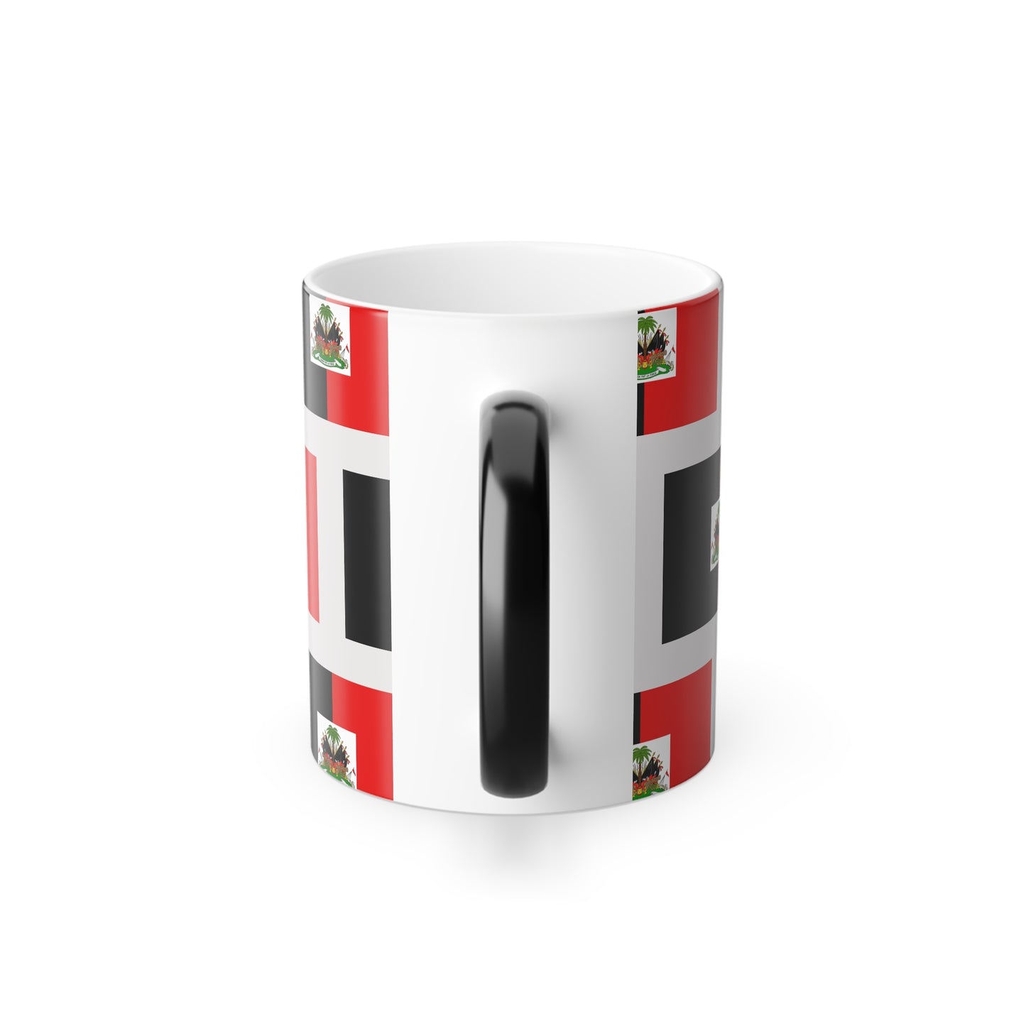 Color-Changing 11oz Mug — Red & Black Flag Pattern with Floral Crest