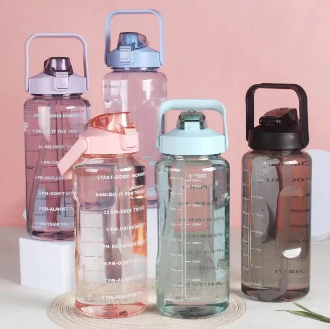 2024 New 2 Liter Sports Water Bottle with Straw