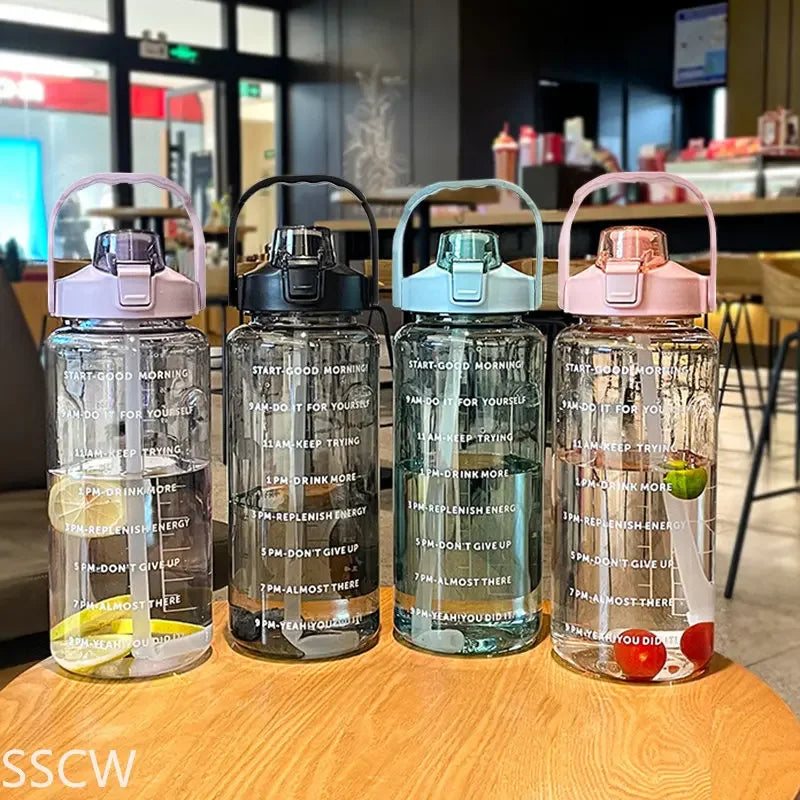 2024 New 2 Liter Sports Water Bottle with Straw