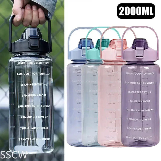 2024 New 2 Liter Sports Water Bottle with Straw