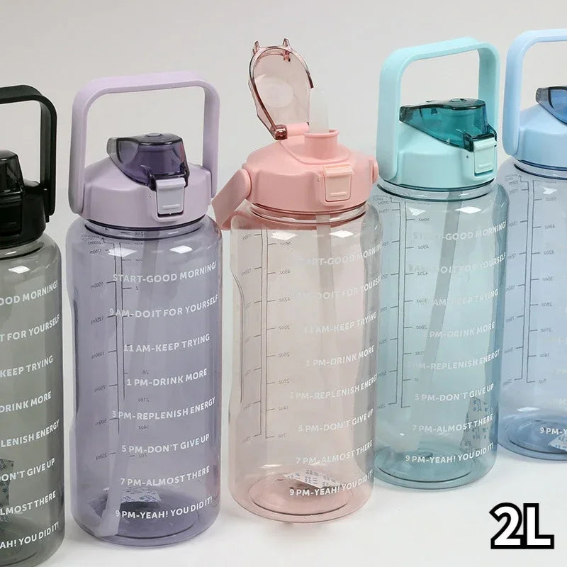2024 New 2 Liter Sports Water Bottle with Straw